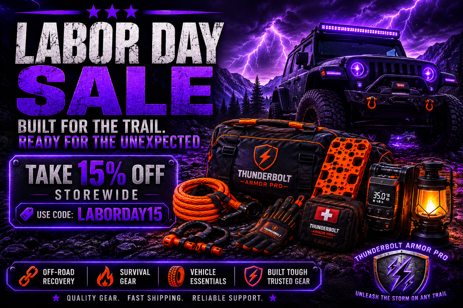 Labor Day Sale - Built for the Trail. Ready for the Unexpected. Take 15% Off Storewide with code LABORDAY15.