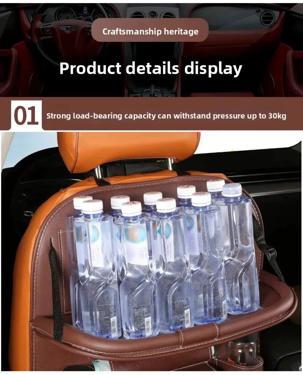 Car Back Seat Storage Holder Multi-Pocket Waterproof Organizer Large Capacit with Foldable Tray Cup/Tissue Holder Storage Pocket