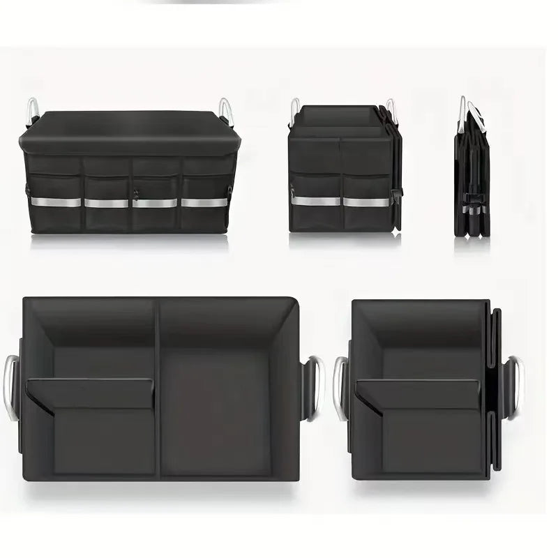 Trunk storage box for cars, practical, waterproof, anti-slip, foldable, with aluminum handle and reflective strip