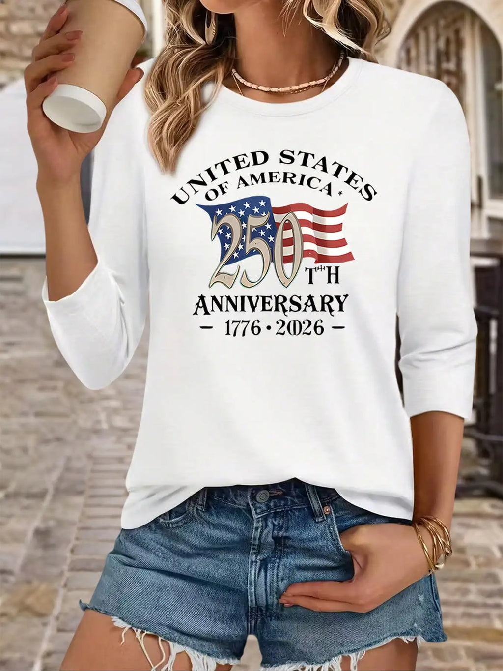 I Love USA 250 Years & 250th Anniversary USA Flag Graphic T-Shirt Patriotic 4th of July Oversized Tops Graphic T Shirts