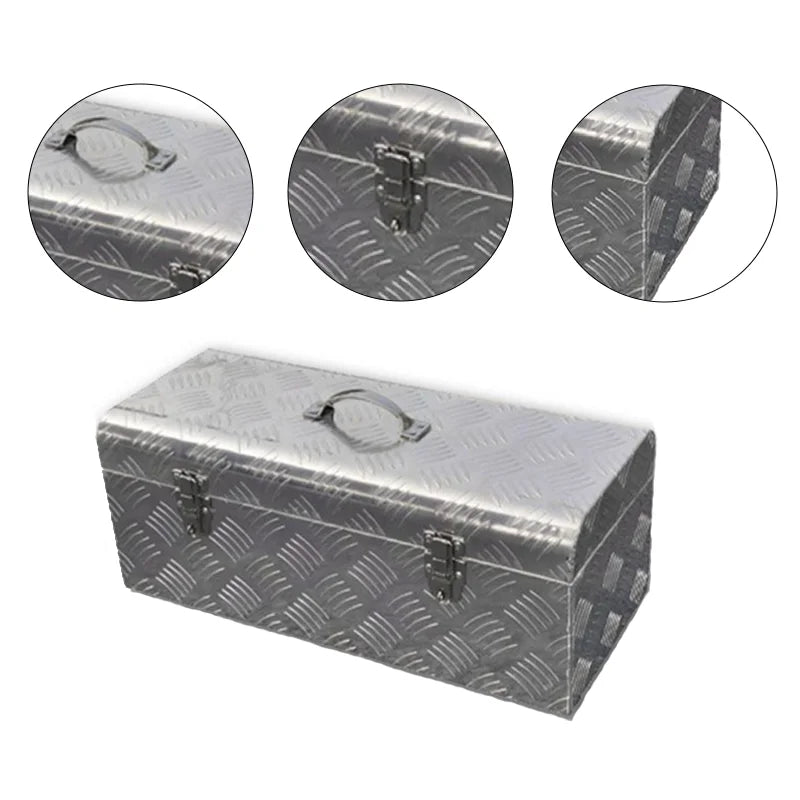 Heavy Duty Aluminum Truck Bed Tool Box with Side Handle & Lock - Diamond Tread Pattern