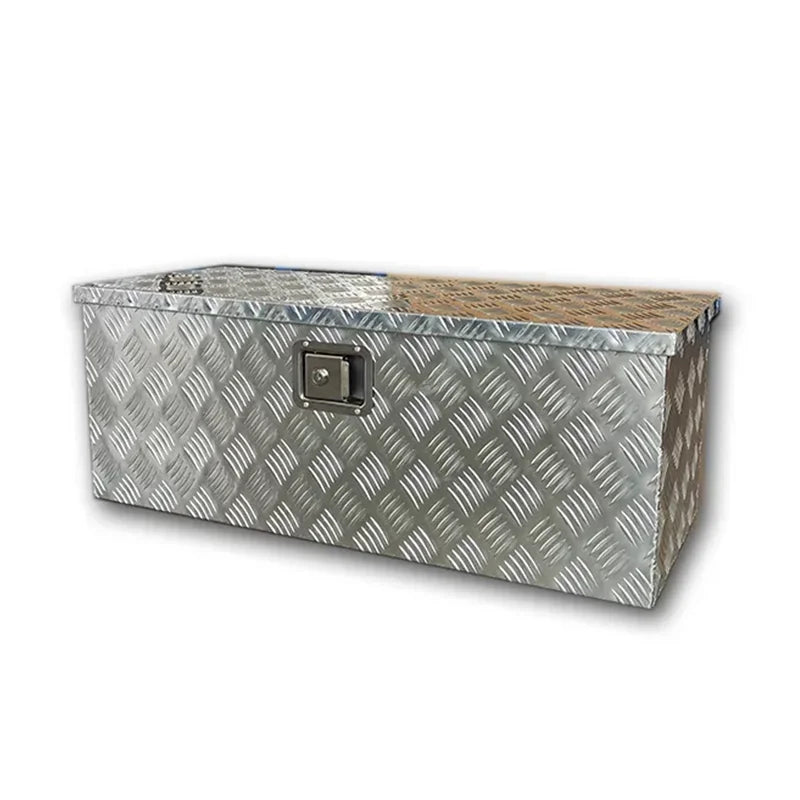 Heavy Duty Aluminum Truck Bed Tool Box with Side Handle & Lock - Diamond Tread Pattern