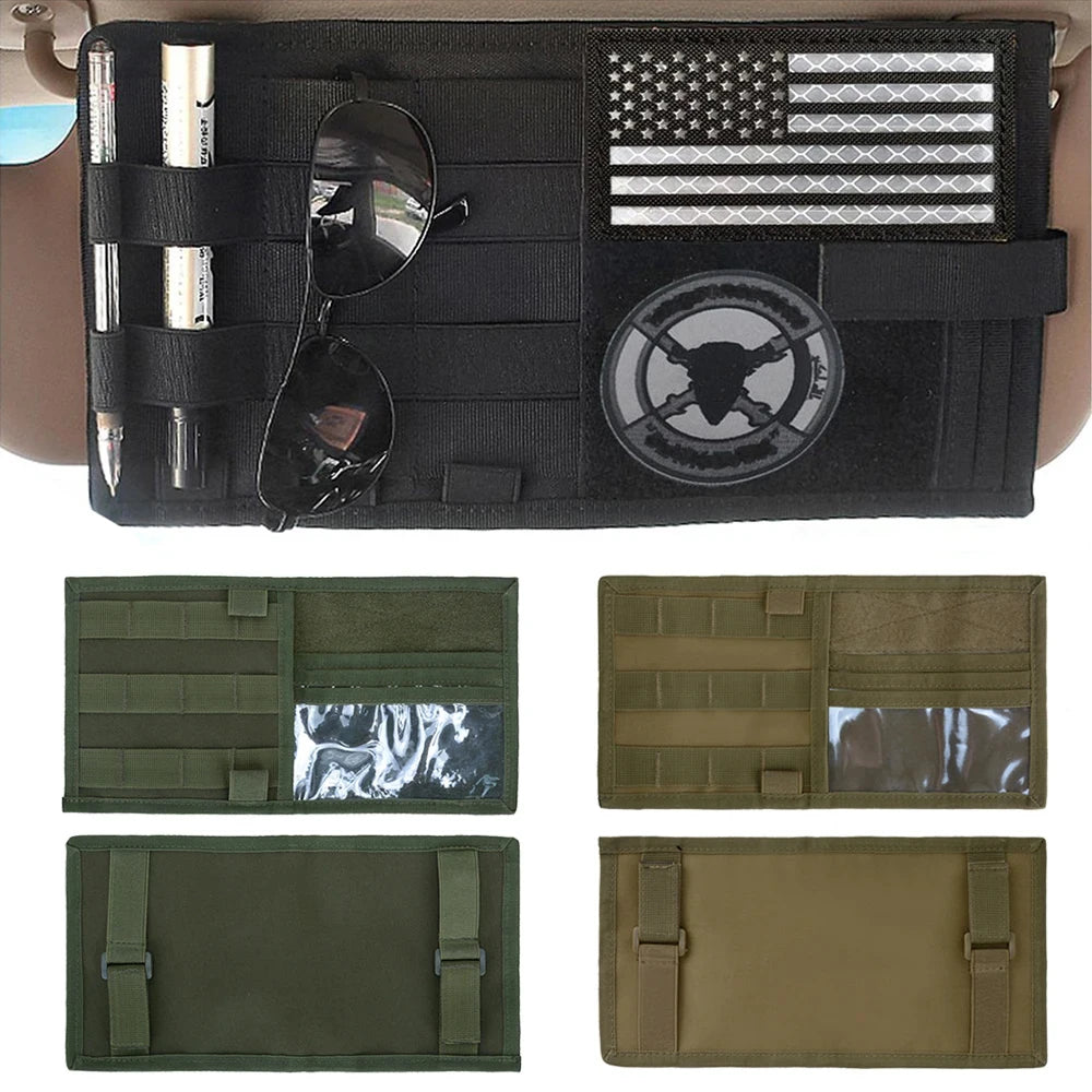 Car Sun Visor Organizer Universal Car Sunshade Storage Clip for Car Accessories Storage Holder Molle Hunting Gears Bag