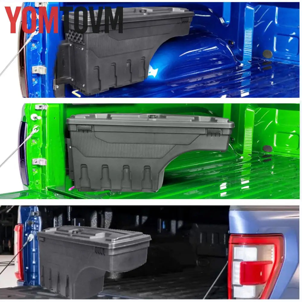 Truck Bed Storage Box for Ford F-150 2015 2016 - 2021 Left or Right Side Rear Trunk Tool Box Organizer Case ABS Waterproof Black