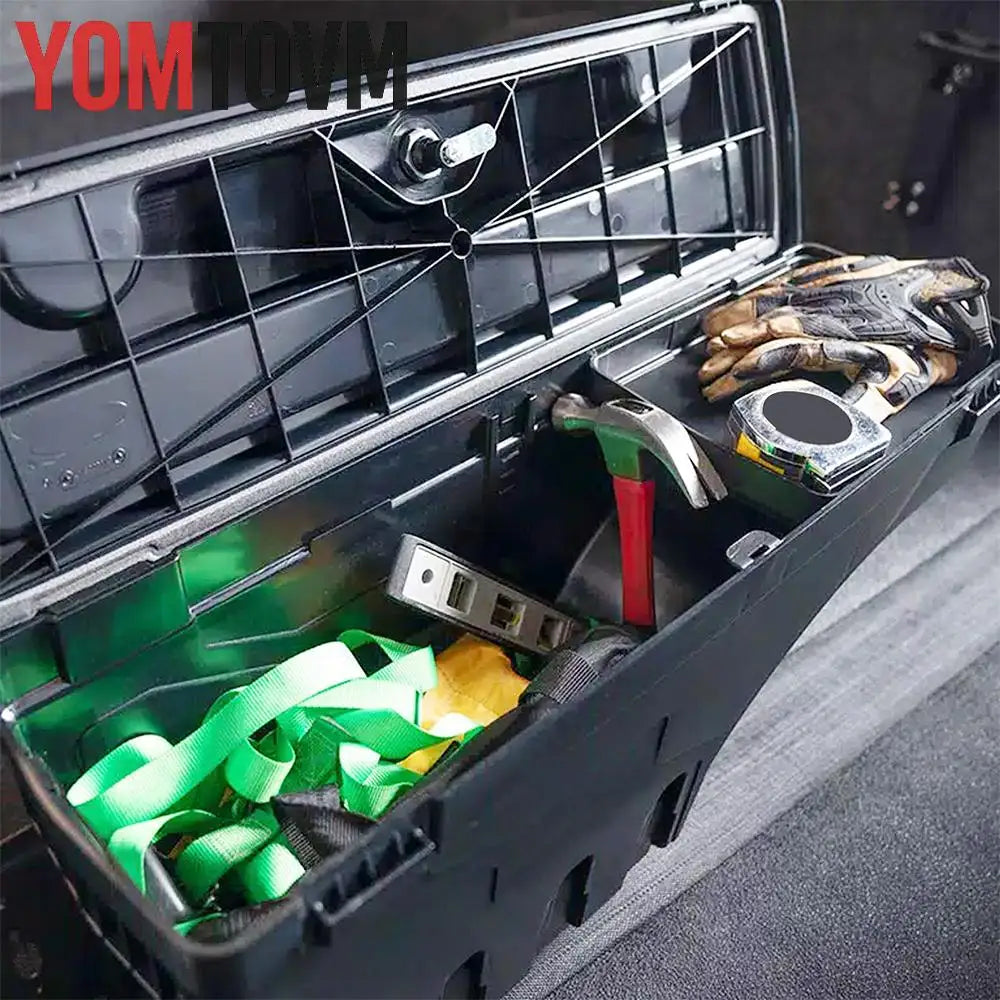 Truck Bed Storage Box for Ford F-150 2015 2016 - 2021 Left or Right Side Rear Trunk Tool Box Organizer Case ABS Waterproof Black