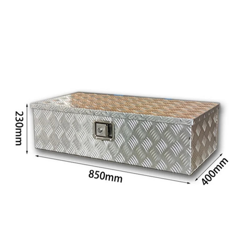 Heavy Duty Aluminum Truck Bed Tool Box with Side Handle & Lock - Diamond Tread Pattern