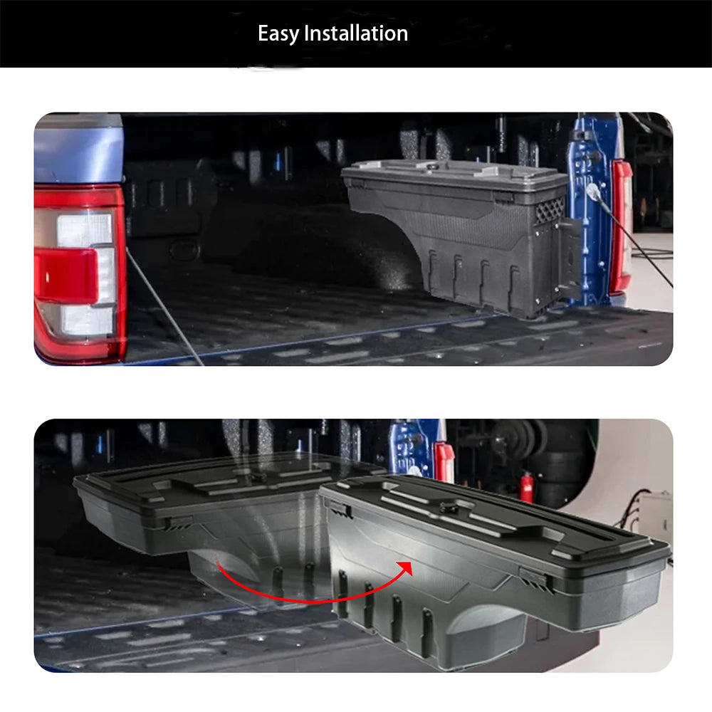 Truck Bed Storage Box for Ford F-150 2015 2016 - 2021 Left or Right Side Rear Trunk Tool Box Organizer Case ABS Waterproof Black