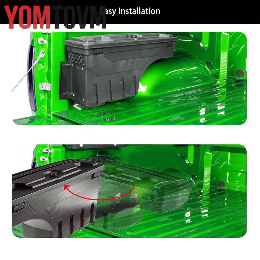 Truck Bed Storage Box for Ford F-150 2015 2016 - 2021 Left or Right Side Rear Trunk Tool Box Organizer Case ABS Waterproof Black