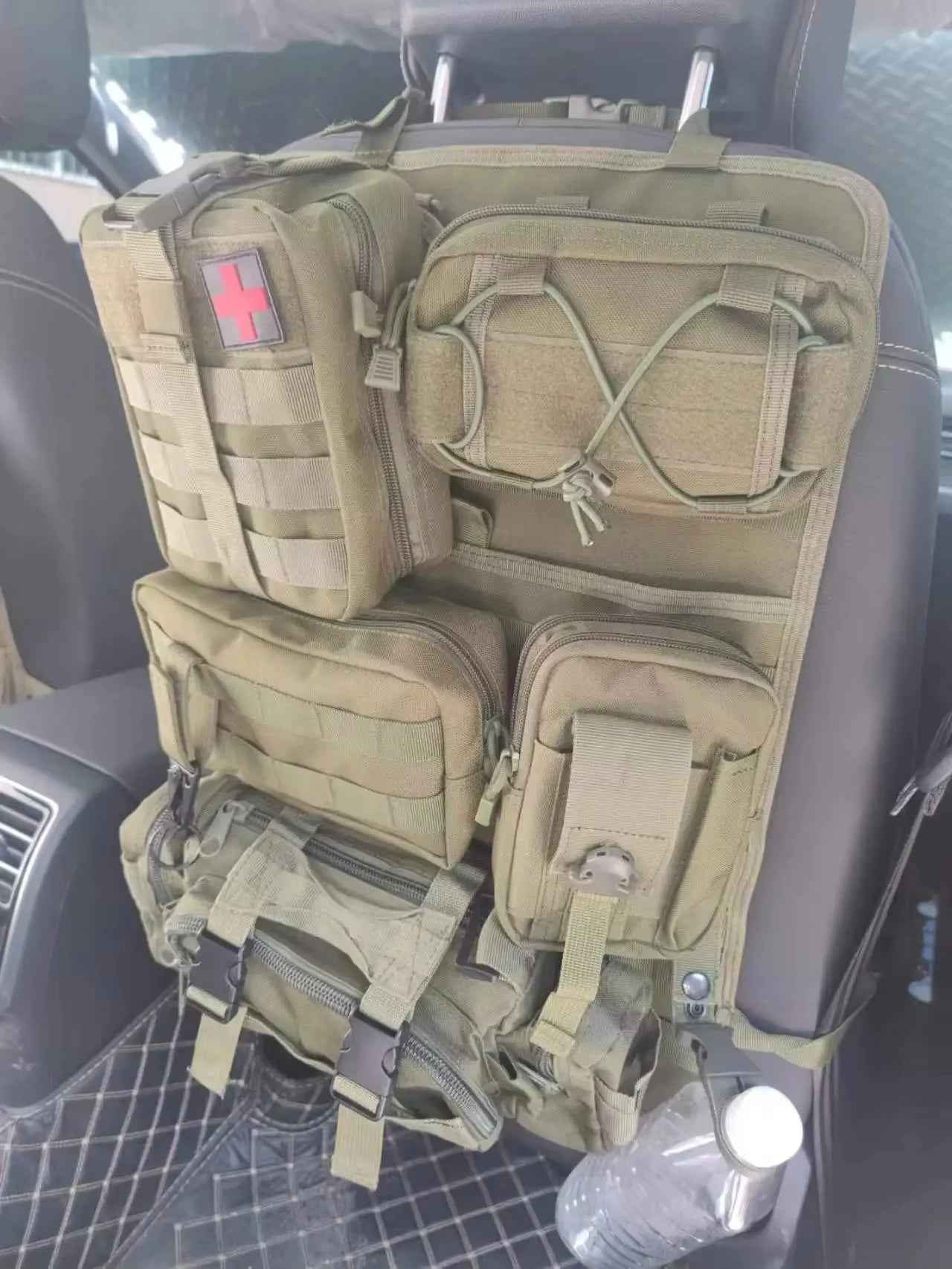 Tactical Seat Back Organizer Vehicle Molle Panel Storage, With 5 Detachable Molle Pouches, Universal Car Seat Organizer