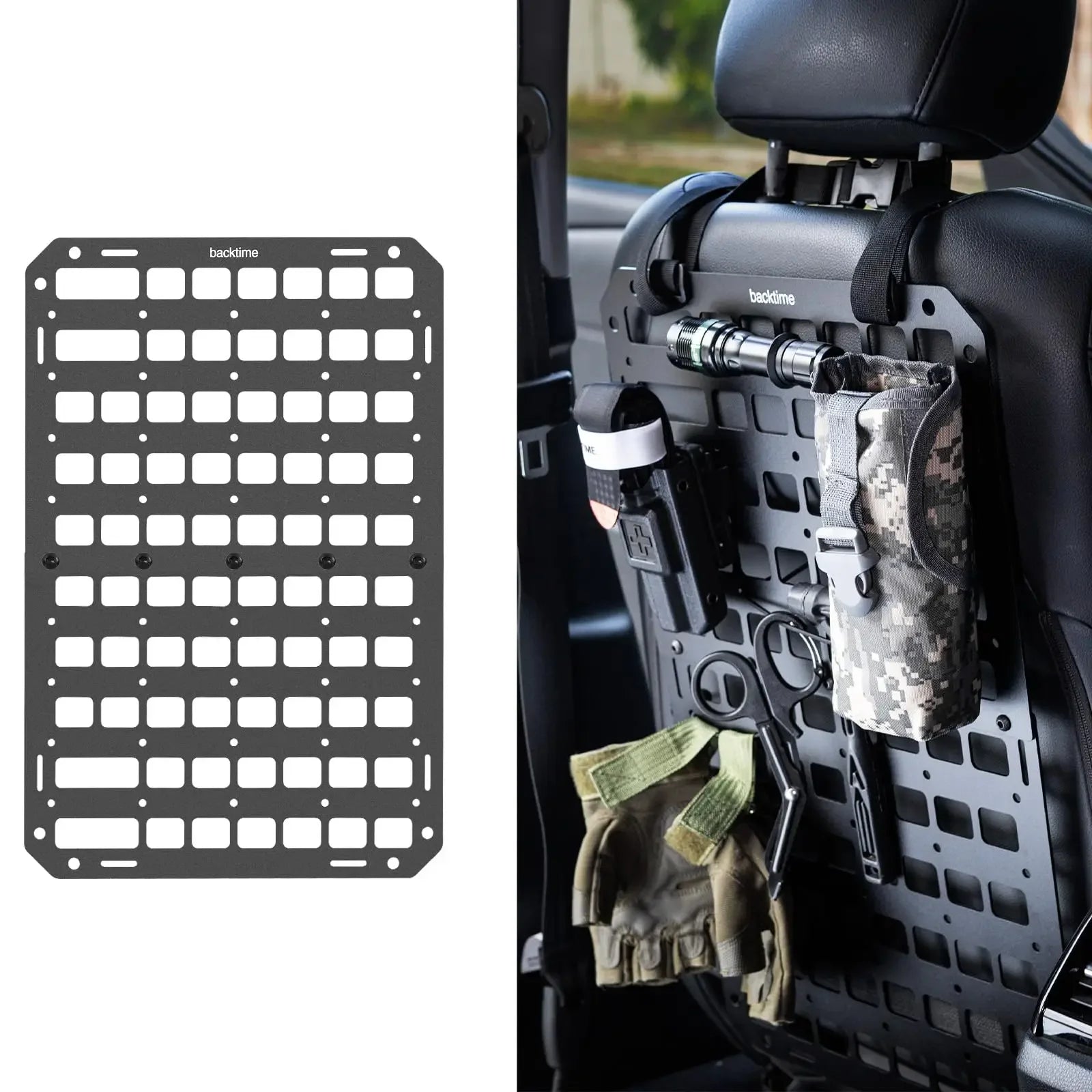 Car Seat Back Tactical Molle Panel Multifunctional Adjustable Seat Mesh Storage Organizer Tactical Vehicle Storage Hanging Plate