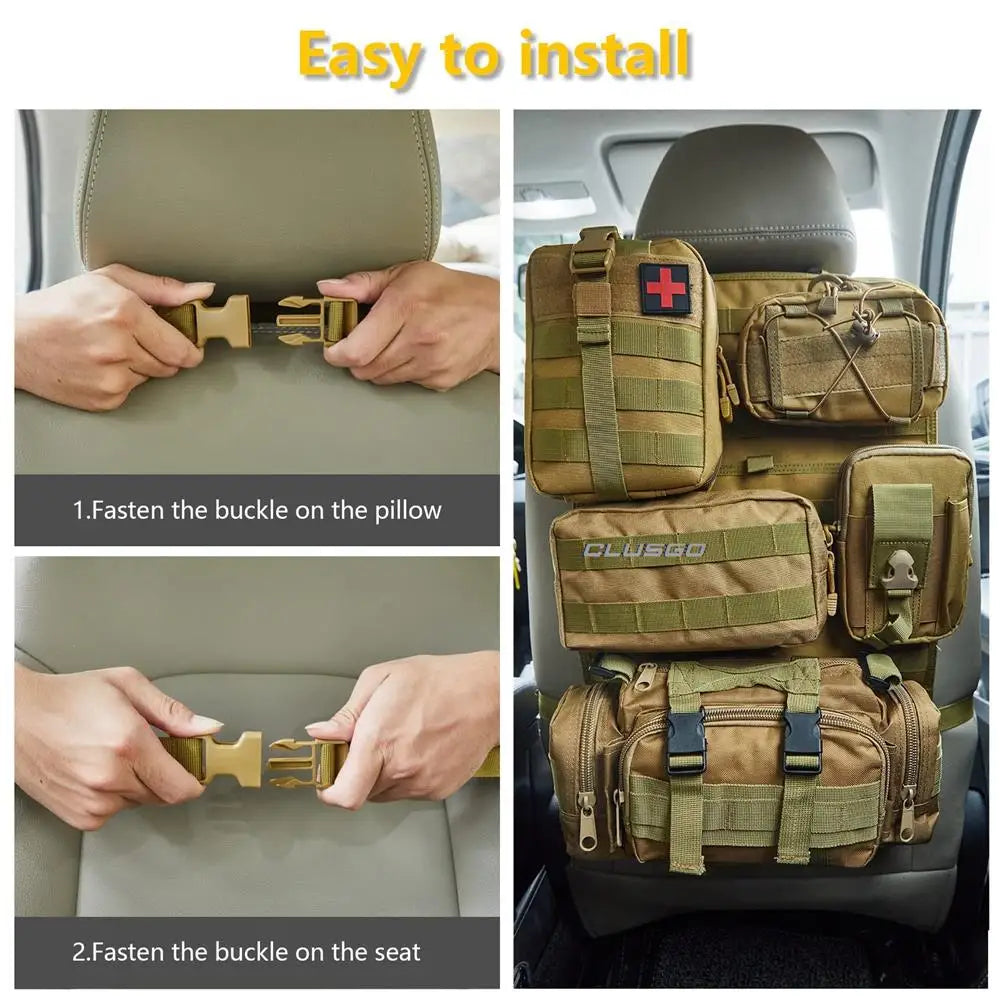 Tactical MOLLE Seat Back Organizer with 5 Detachable Pouches