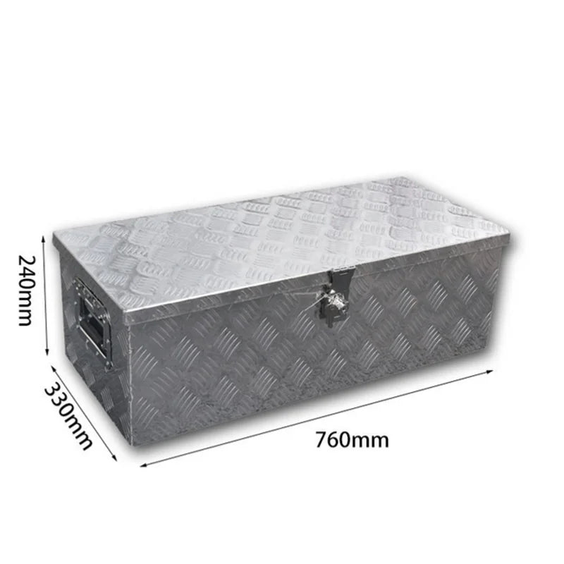 Heavy Duty Aluminum Truck Bed Tool Box with Side Handle & Lock - Diamond Tread Pattern