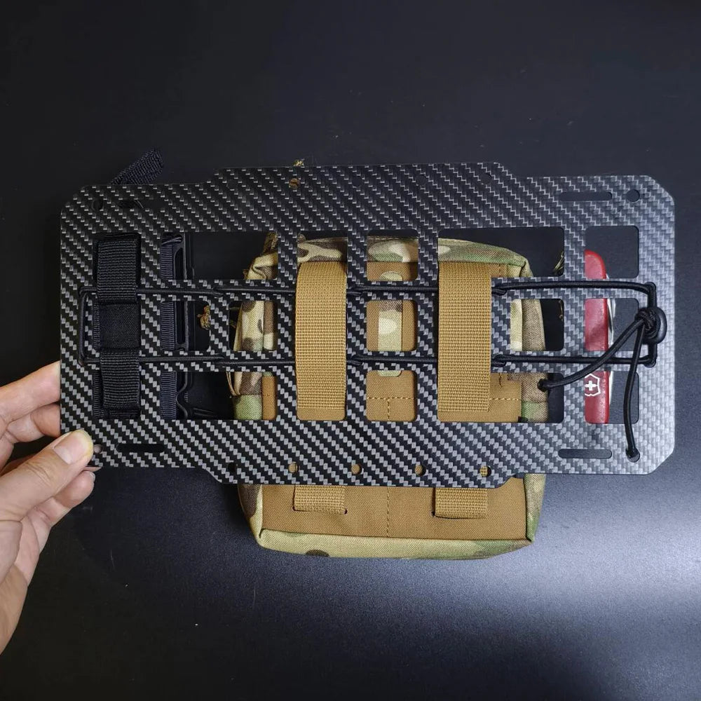 Fwoyonze Carbon Fiber Tactical Car Visor Organizer EDC Tool Hanger For Vehicle SUV, Truck Rigid Molle Panel Hunting Airsoft Gear