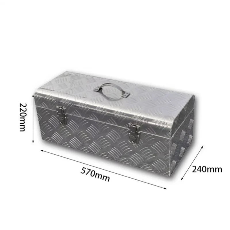 Heavy Duty Aluminum Truck Bed Tool Box with Side Handle & Lock - Diamond Tread Pattern