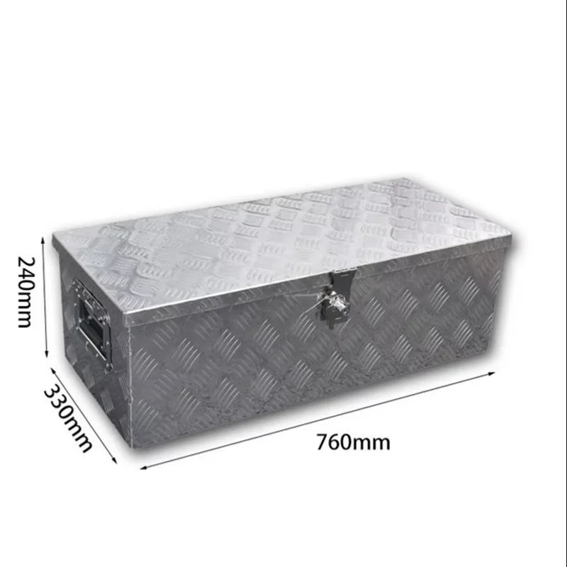Heavy Duty Aluminum Truck Bed Tool Box with Side Handle & Lock - Diamond Tread Pattern