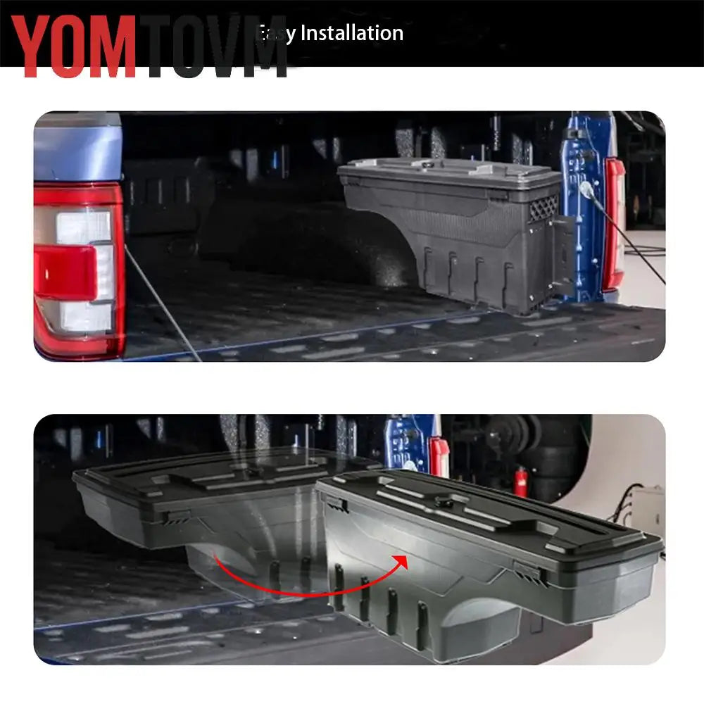 Truck Bed Storage Box for Ford F-150 2015 2016 - 2021 Left or Right Side Rear Trunk Tool Box Organizer Case ABS Waterproof Black