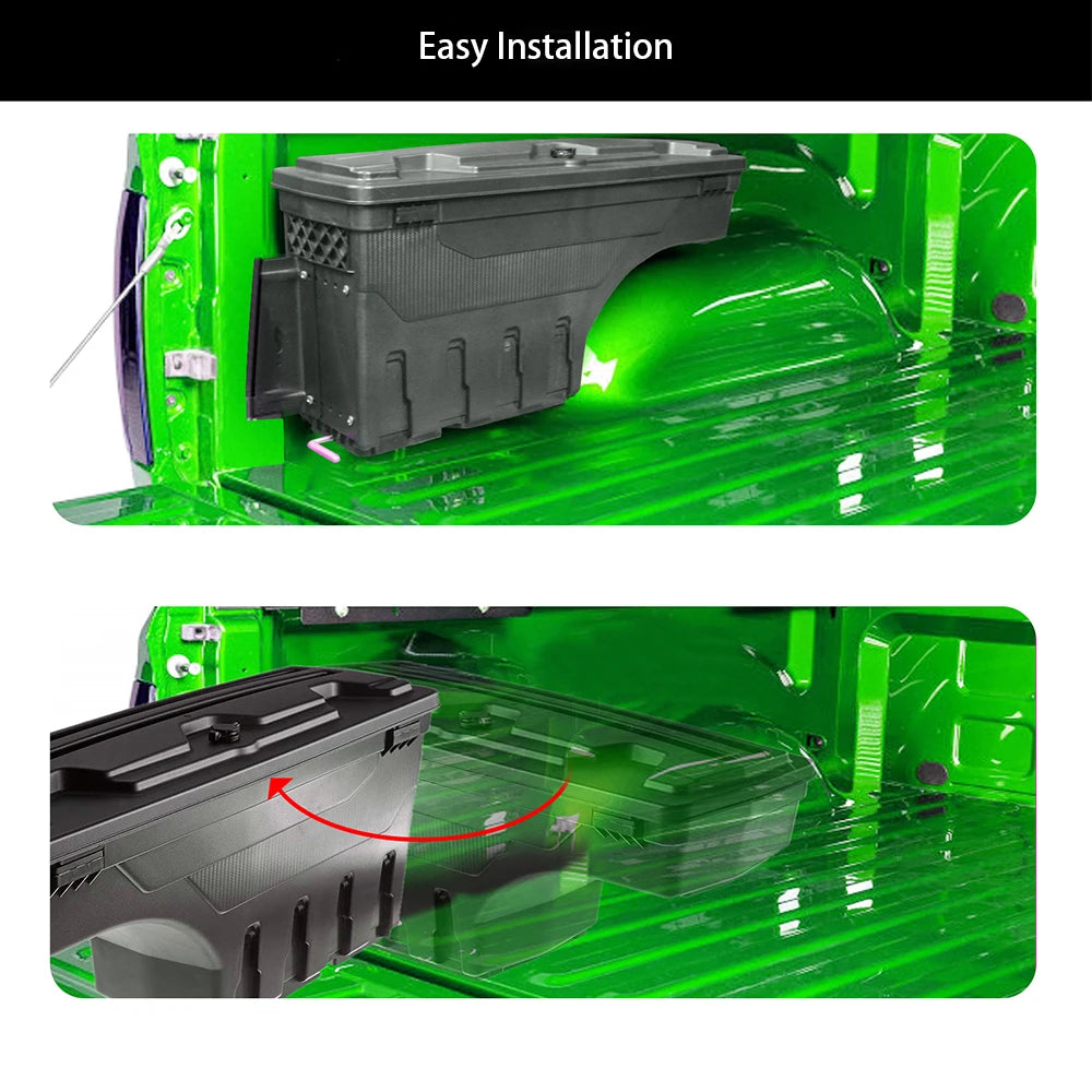 Truck Bed Storage Box for Ford F-150 2015 2016 - 2021 Left or Right Side Rear Trunk Tool Box Organizer Case ABS Waterproof Black