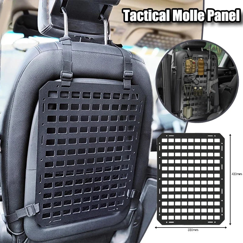 Car Seat Back Tactical Molle Panel Multifunctional Adjustable Seat Mesh Storage Organizer Tactical Vehicle Storage Hanging Plate