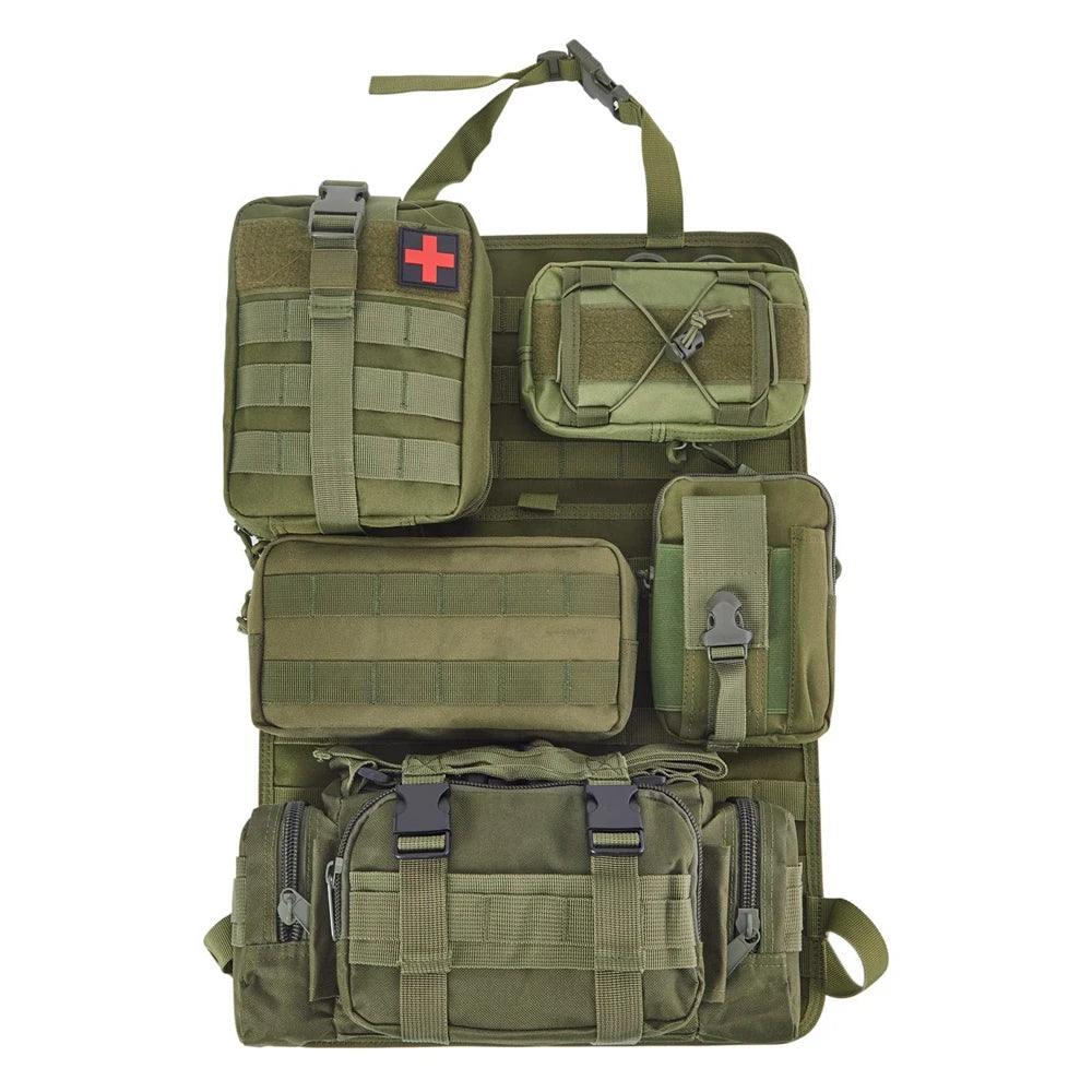 Tactical MOLLE Seat Back Organizer with 5 Detachable Pouches