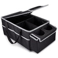 Foldable Car Trunk Storage Organizer with Removable Dividers Dual Cup Holders Lid Multi  Auto Cargo Storage Box for SUV Truck