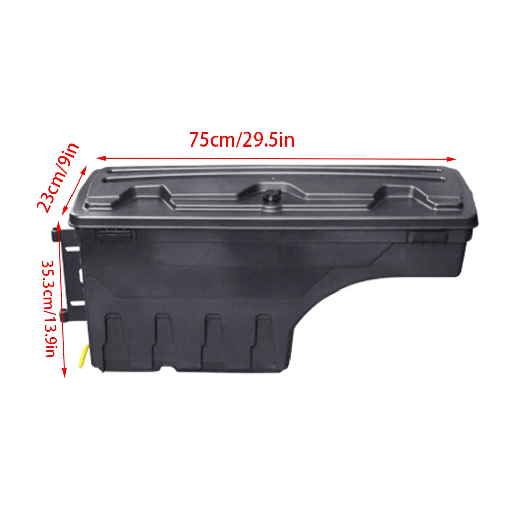 Truck Bed Storage Box for Ford F-150 2015 2016 - 2021 Left or Right Side Rear Trunk Tool Box Organizer Case ABS Waterproof Black