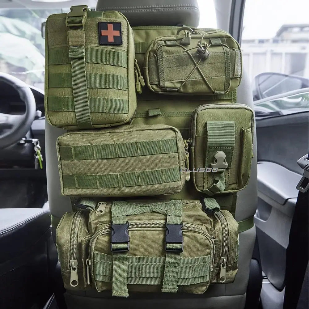 Tactical MOLLE Seat Back Organizer with 5 Detachable Pouches