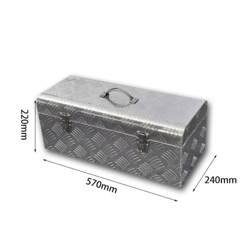Heavy Duty Aluminum Truck Bed Tool Box with Side Handle & Lock - Diamond Tread Pattern