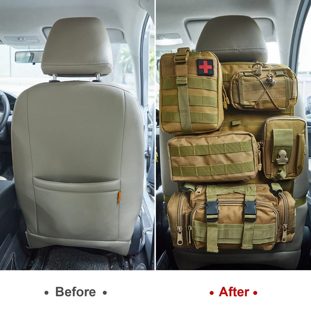 Tactical MOLLE Seat Back Organizer with 5 Detachable Pouches