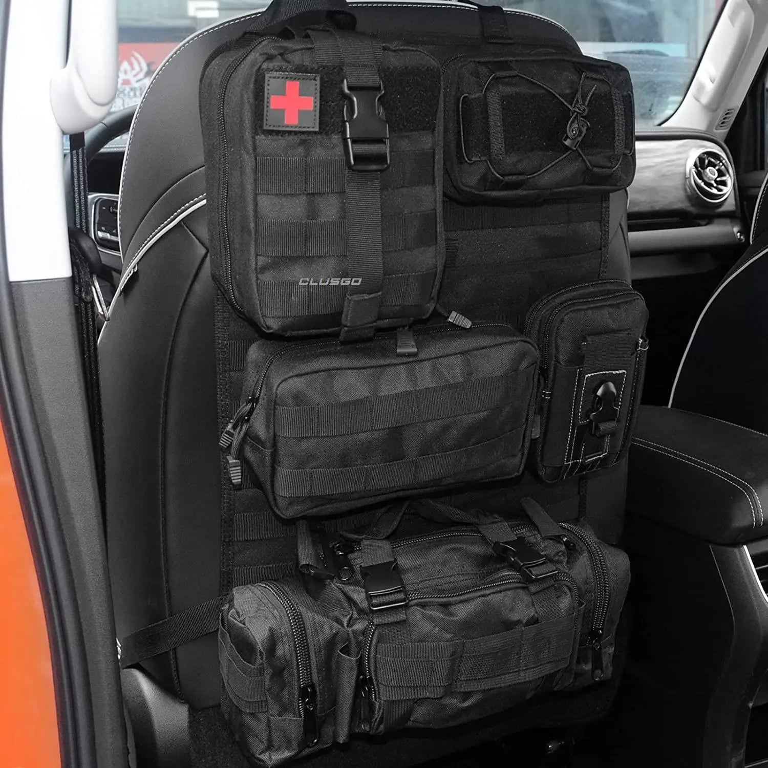 Tactical MOLLE Seat Back Organizer with 5 Detachable Pouches