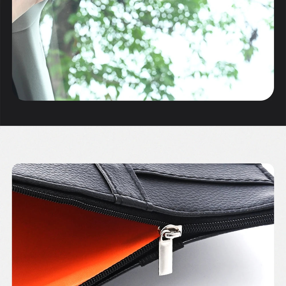 JFBONIN Car Sun Visor Organizer Storage Box with Sunglasses Clip Business Card Holder Bill Pen Holder - Vehicle Interior Accesso
