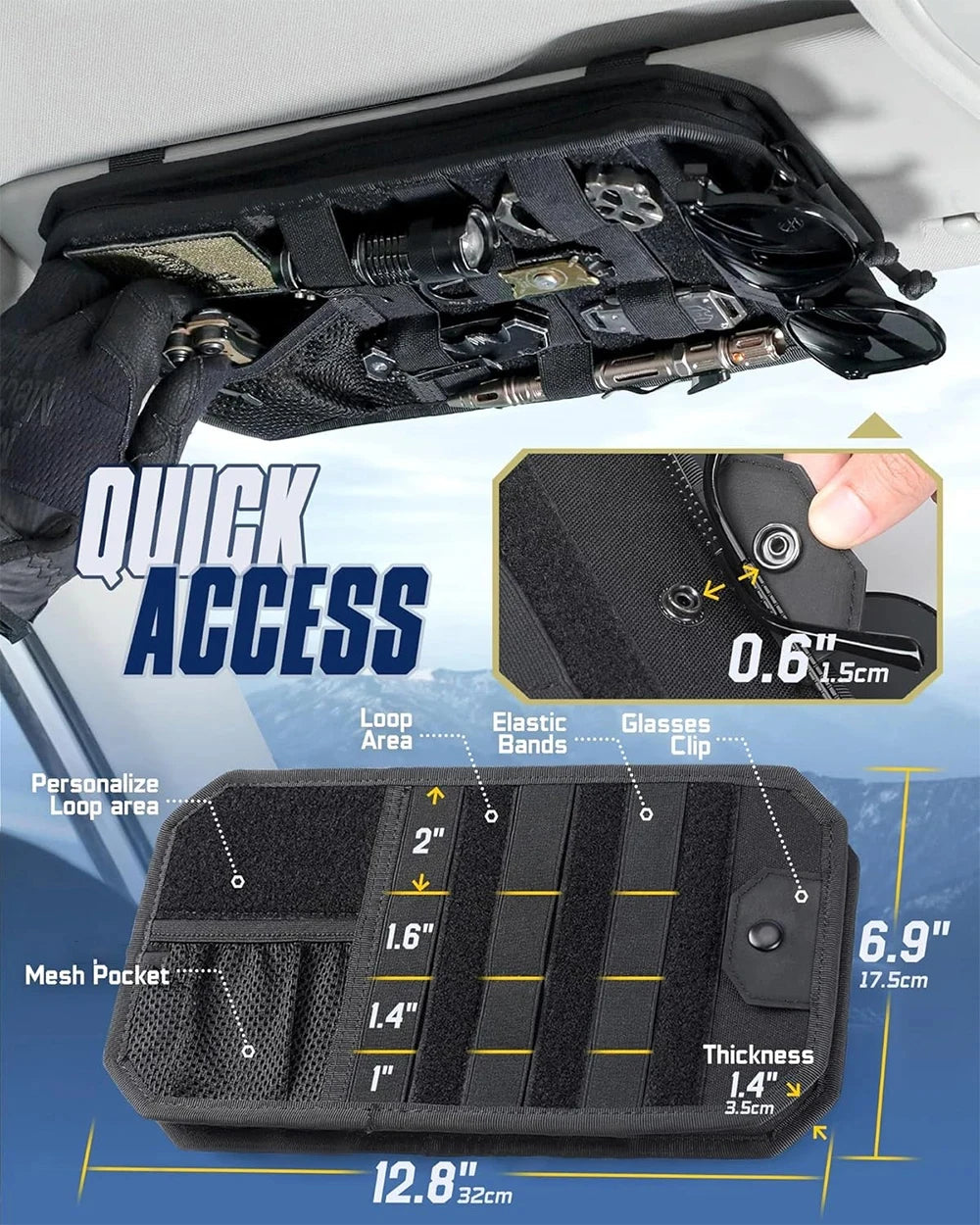 Car Sun Visor Organizer Universal Car Sunshade Storage Clip for Car Accessories Storage Holder Molle Hunting Gears Bag