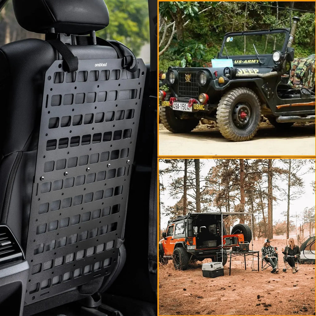 Car Seat Back Tactical Molle Panel Multifunctional Adjustable Seat Mesh Storage Organizer Tactical Vehicle Storage Hanging Plate