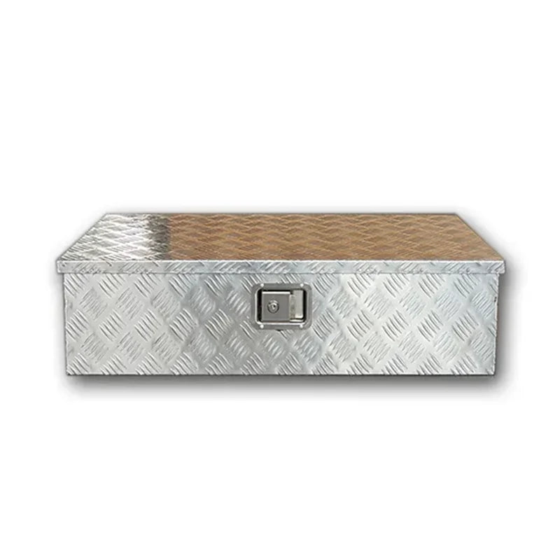 Heavy Duty Aluminum Truck Bed Tool Box with Side Handle & Lock - Diamond Tread Pattern