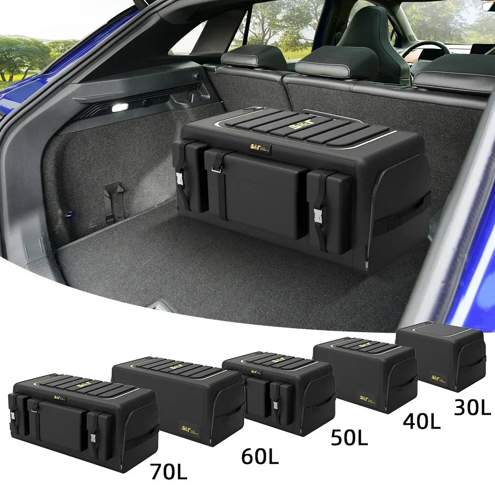 60L/70L Car Trunk Organizer Waterproof Auto Cargo Storage Organizer Non-slip Car Storage Box Car Interior Supplies For SUV Truck