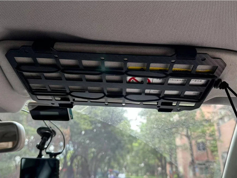 Fwoyonze Carbon Fiber Tactical Car Visor Organizer EDC Tool Hanger For Vehicle SUV, Truck Rigid Molle Panel Hunting Airsoft Gear