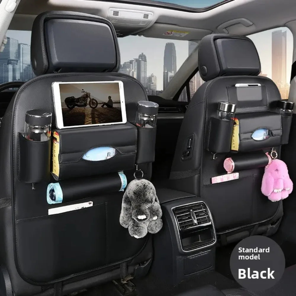 Car Back Seat Storage Holder Multi-Pocket Waterproof Organizer Large Capacit with Foldable Tray Cup/Tissue Holder Storage Pocket