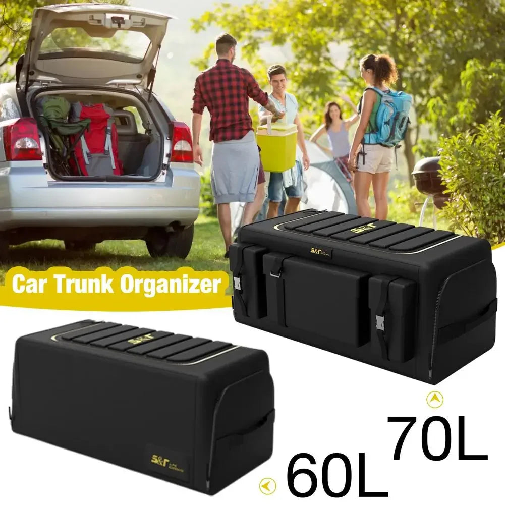 60L/70L Car Trunk Organizer Waterproof Auto Cargo Storage Organizer Non-slip Car Storage Box Car Interior Supplies For SUV Truck