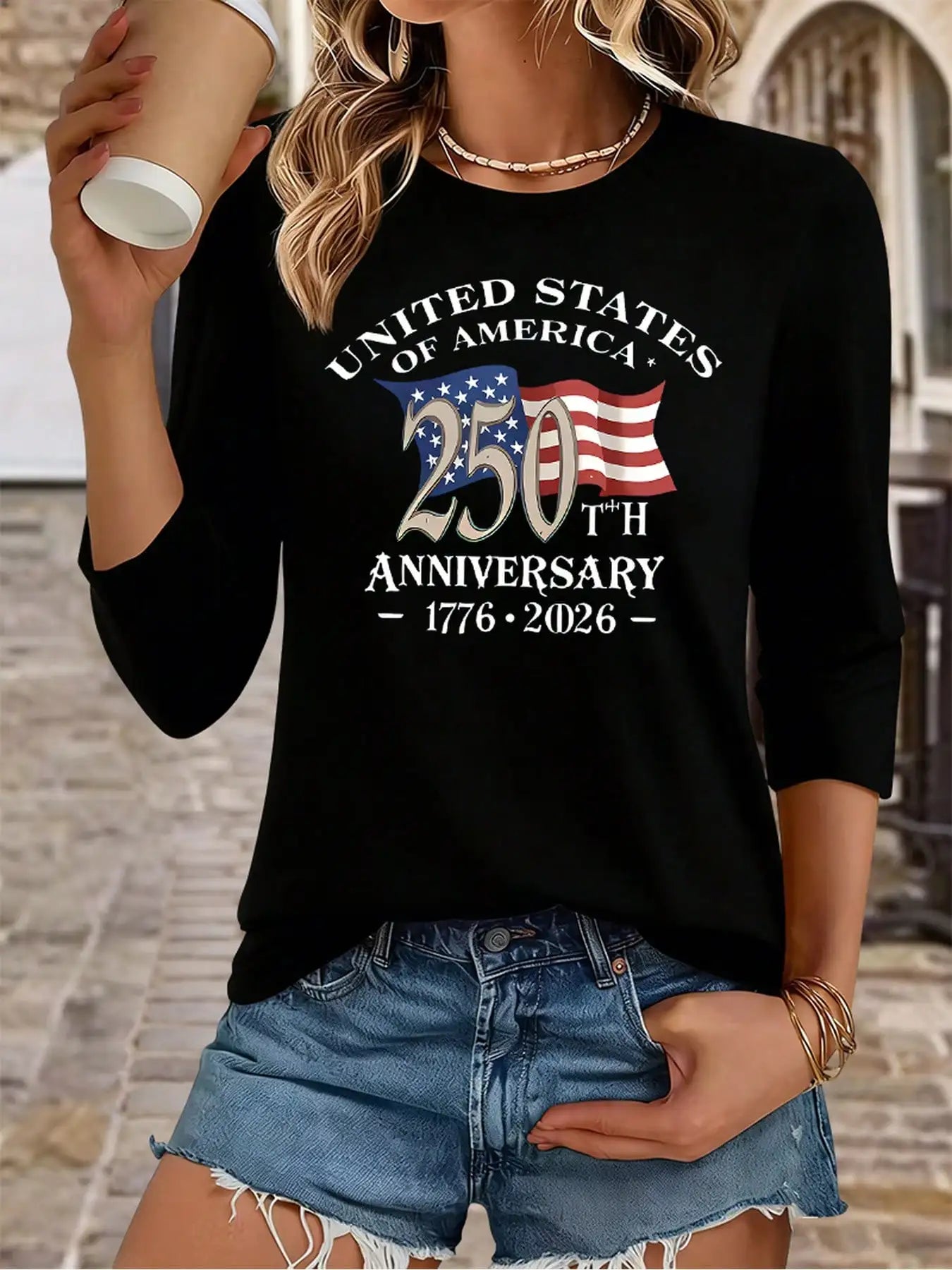 I Love USA 250 Years & 250th Anniversary USA Flag Graphic T-Shirt Patriotic 4th of July Oversized Tops Graphic T Shirts