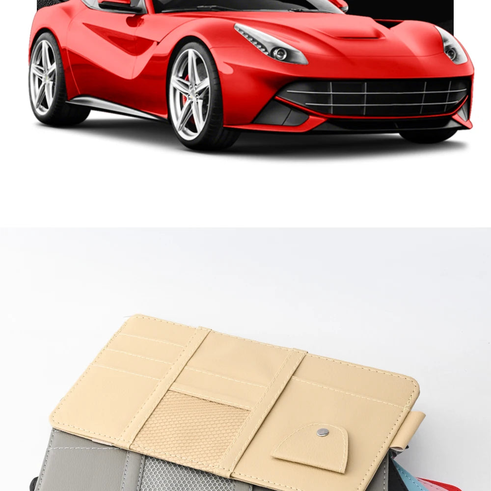 JFBONIN Car Sun Visor Organizer Storage Box with Sunglasses Clip Business Card Holder Bill Pen Holder - Vehicle Interior Accesso