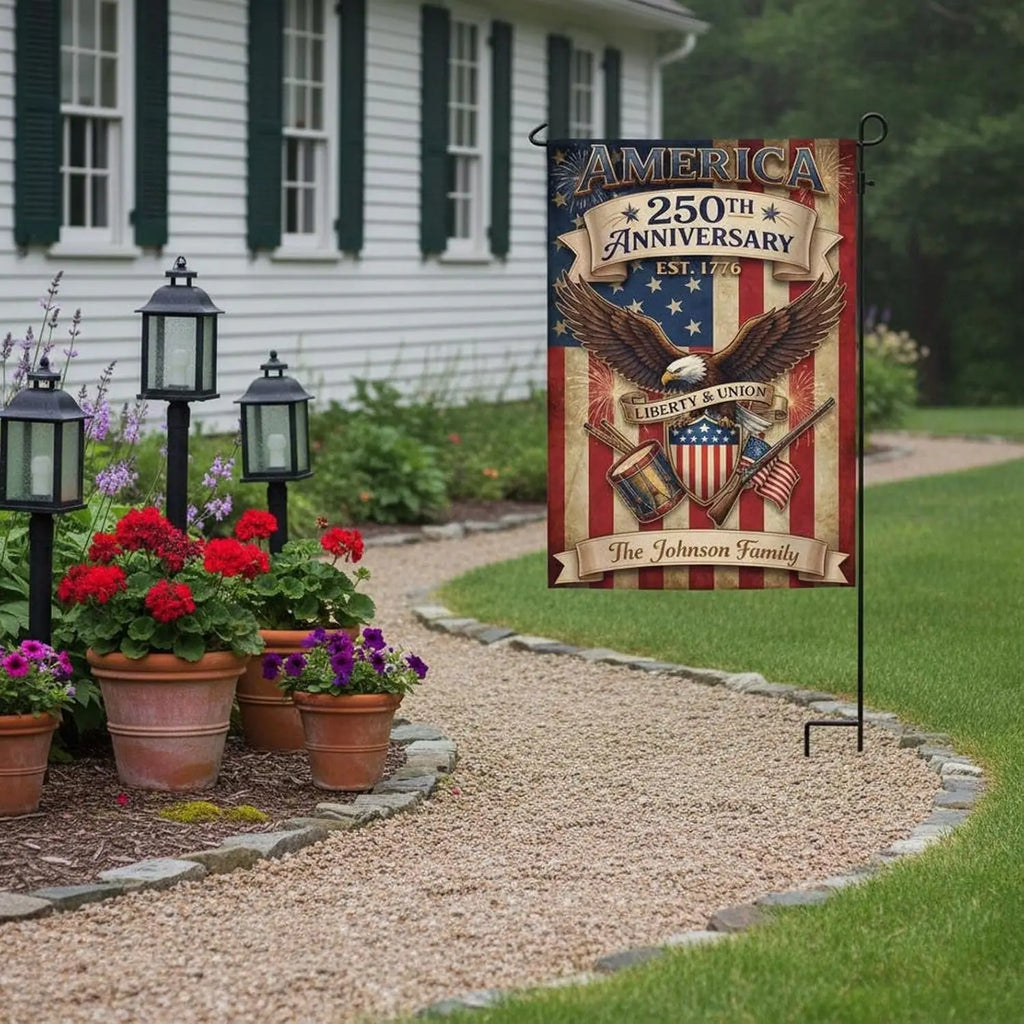Customized 250th Anniversary USA Flags, USA 4th of July Patriotic Yard Sign, Liberty Of Statue America Garden Flags, 250 Yea AAS