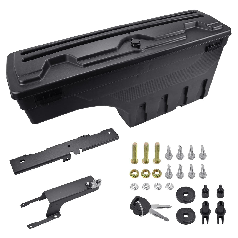 Truck Bed Storage Box for Ford F-150 2015 2016 - 2021 Left or Right Side Rear Trunk Tool Box Organizer Case ABS Waterproof Black
