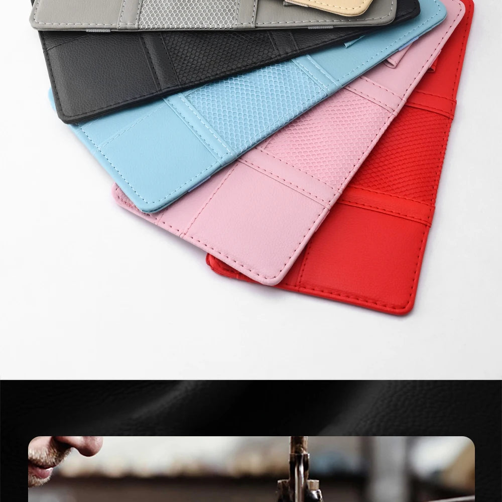 JFBONIN Car Sun Visor Organizer Storage Box with Sunglasses Clip Business Card Holder Bill Pen Holder - Vehicle Interior Accesso