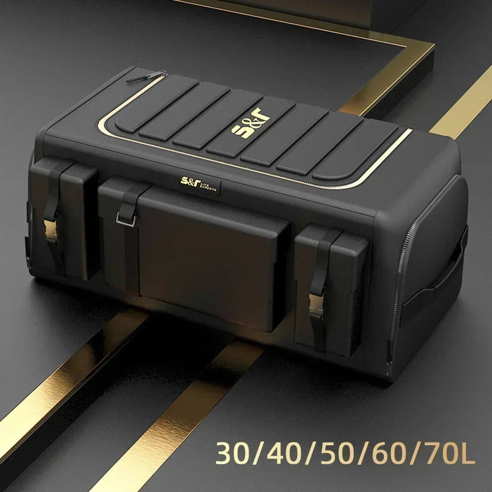 60L/70L Car Trunk Organizer Waterproof Auto Cargo Storage Organizer Non-slip Car Storage Box Car Interior Supplies For SUV Truck