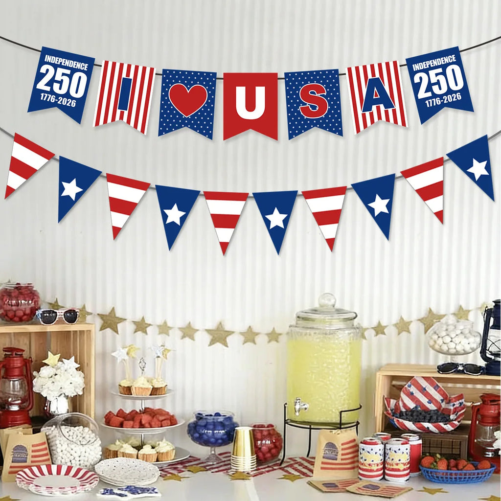 2026 America 250th Anniversary Party Decoration 1776-2026 Usa July 4th Flag Banner Pennant Wholesale