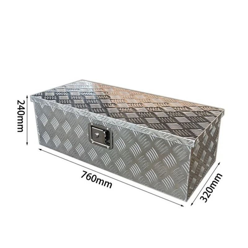 Heavy Duty Aluminum Truck Bed Tool Box with Side Handle & Lock - Diamond Tread Pattern