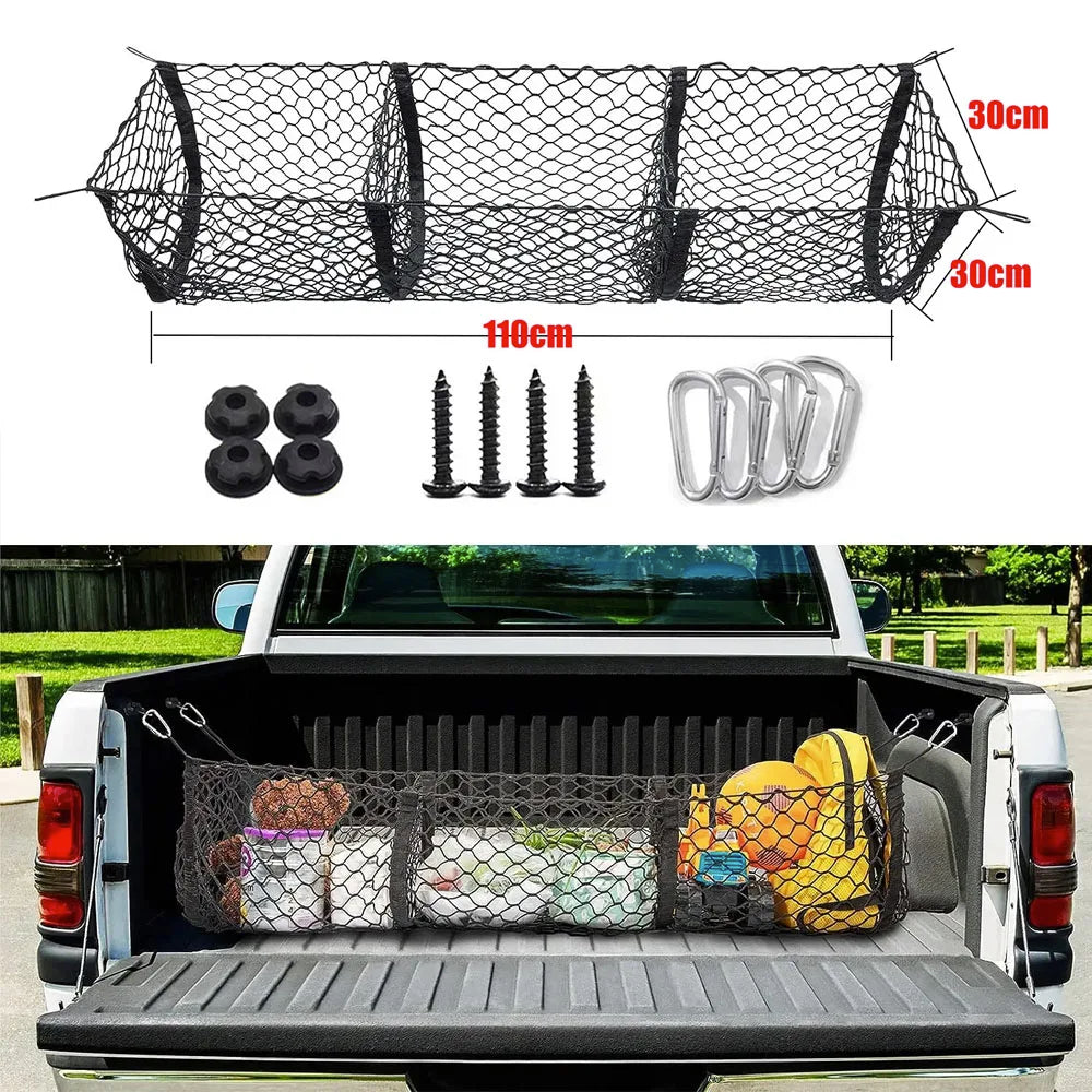 Cargo Net Trunk Bed Organizer,Mesh Storage Net with 4 Metal Hooks, Heavy Duty Cargo Net for SUV,Car,Pickup Truck Bed