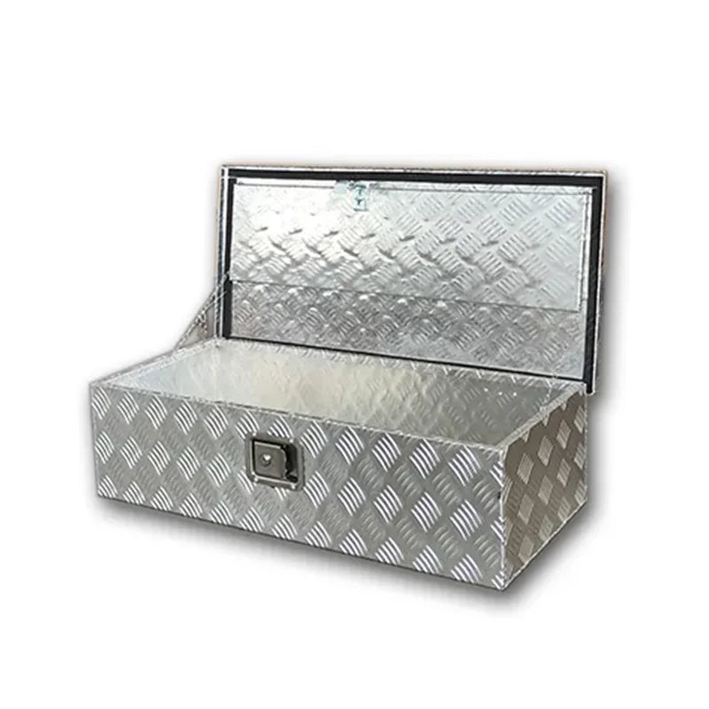 Heavy Duty Aluminum Truck Bed Tool Box with Side Handle & Lock - Diamond Tread Pattern