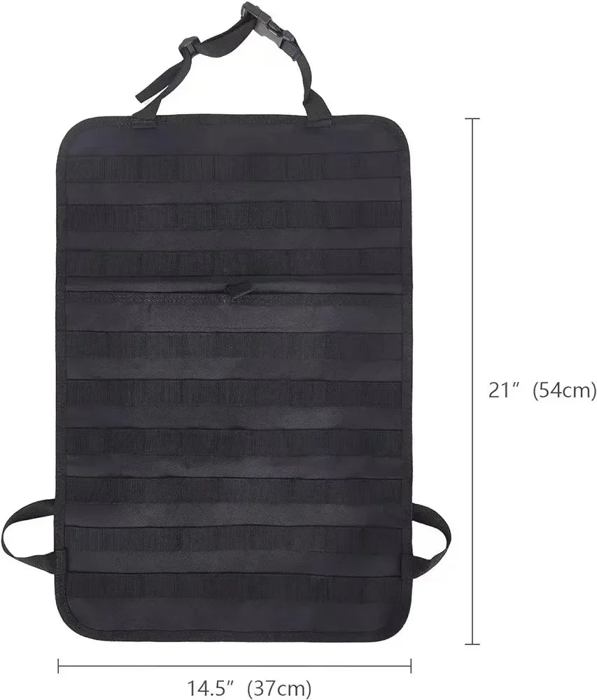 Tactical Seat Back Organizer Vehicle Molle Panel Storage, With 5 Detachable Molle Pouches, Universal Car Seat Organizer