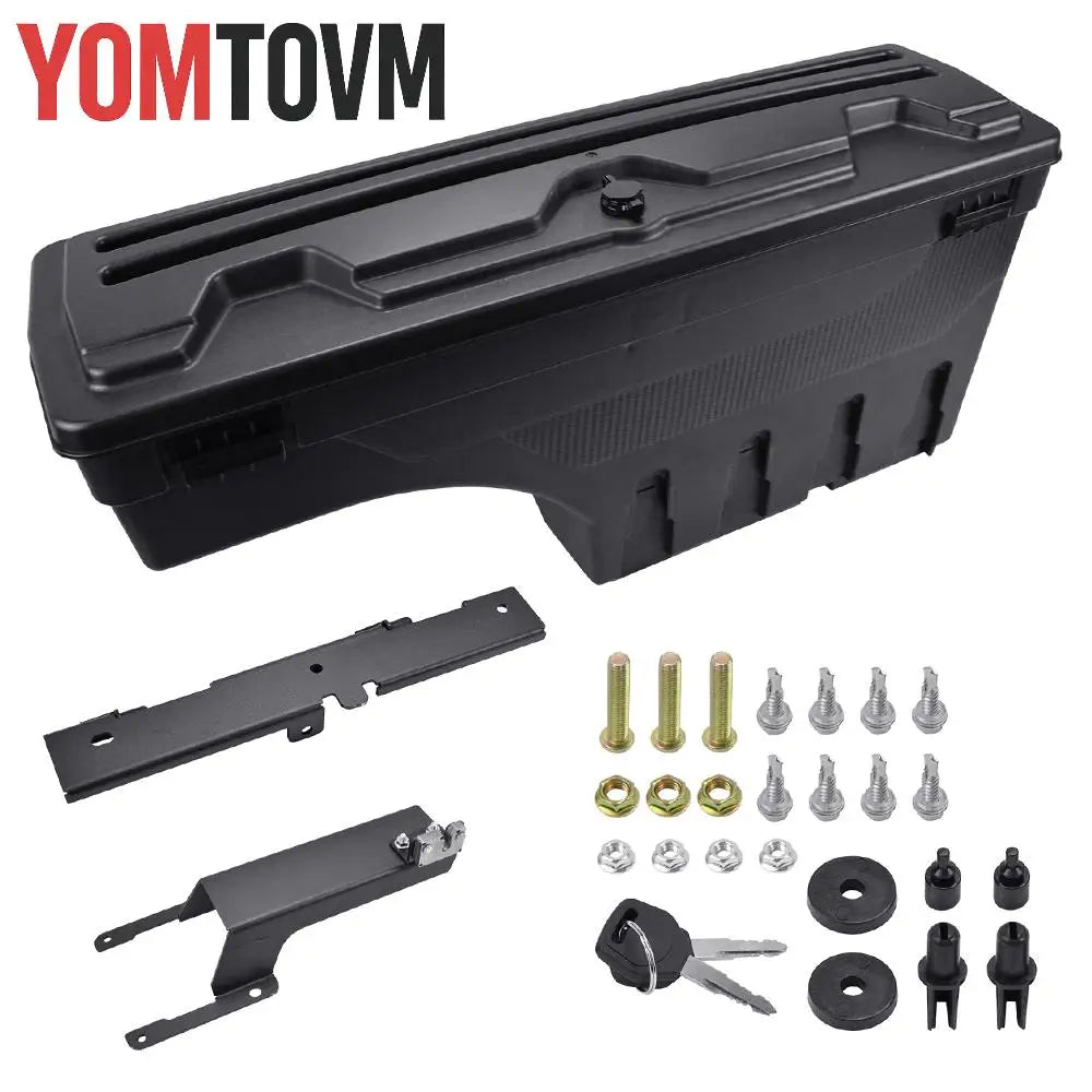 Truck Bed Storage Box for Ford F-150 2015 2016 - 2021 Left or Right Side Rear Trunk Tool Box Organizer Case ABS Waterproof Black