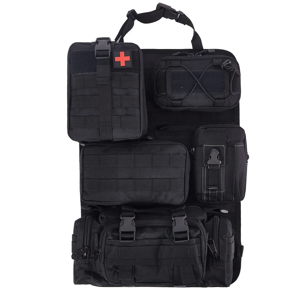 Tactical MOLLE Seat Back Organizer with 5 Detachable Pouches